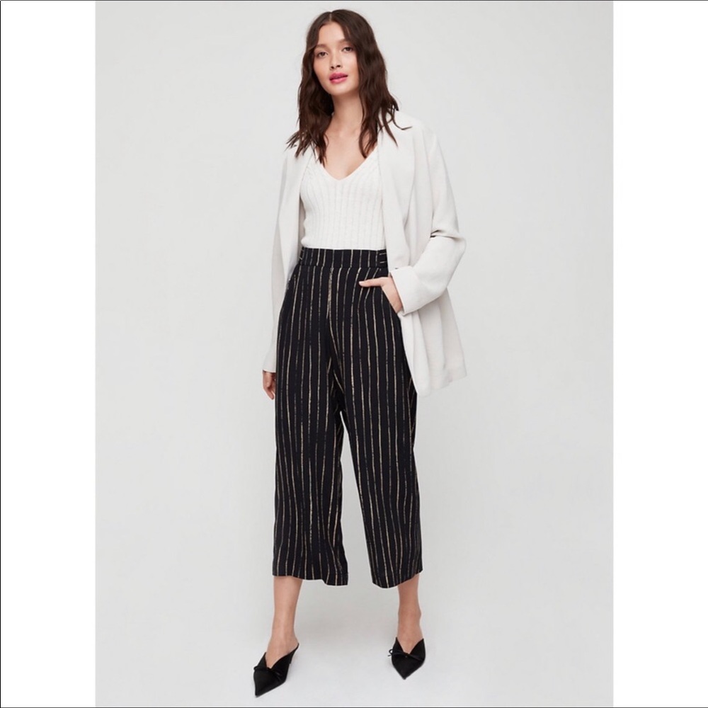 Aritzia Wilfred Faun Pants- Black Stripes- Size S